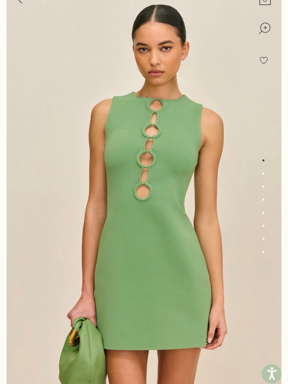 cult gaia Green Sleeveless Ring-Detail Mini Dress